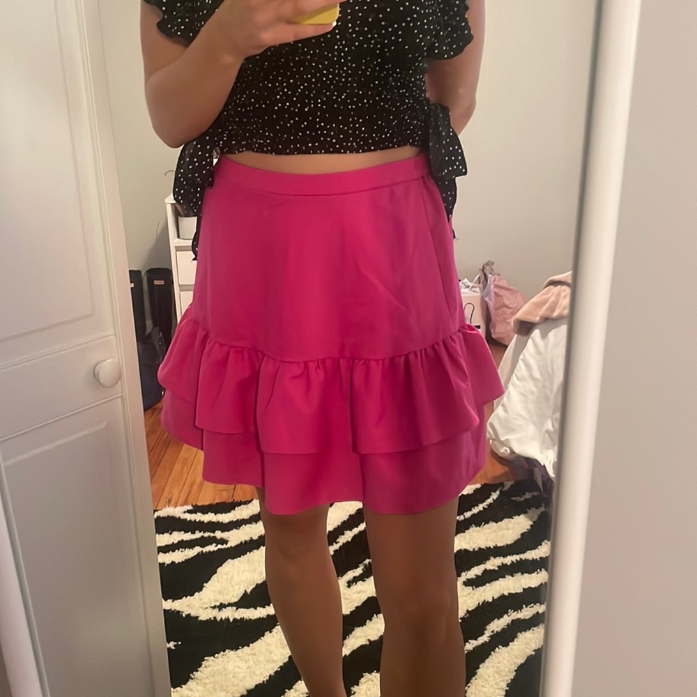 Hot pink J. Crew ruffle skirt